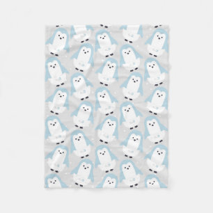 Baby Blue Penguin Pattern Fleece Blanket