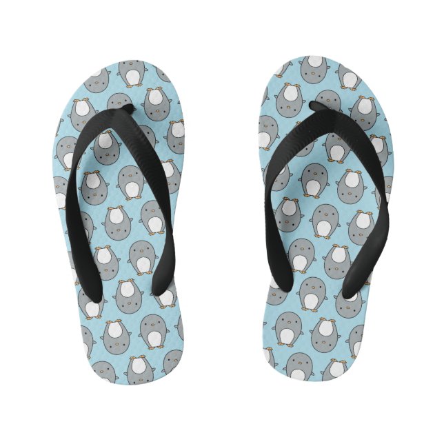 Baby Blue Penguin Pattern Kid's Jandals (Footbed)