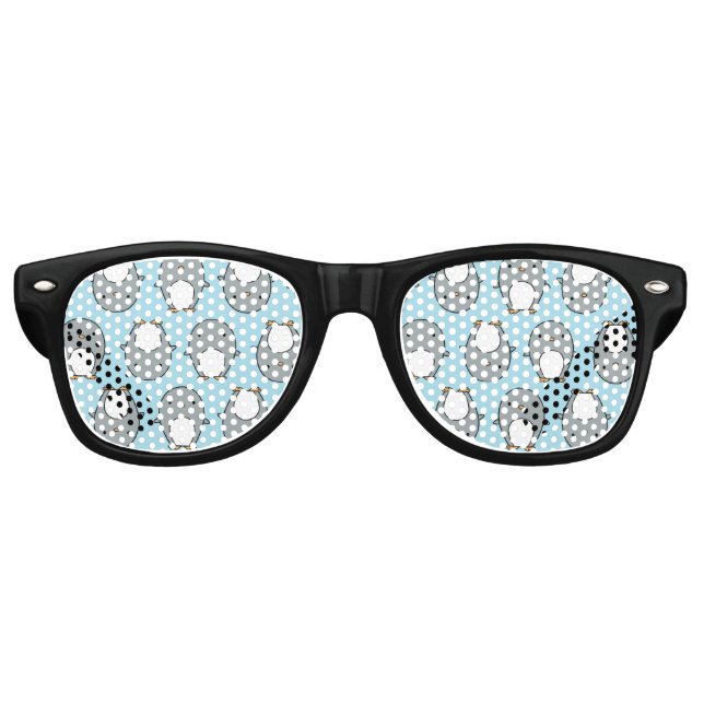 Baby Blue Penguin Pattern Retro Sunglasses (Front)