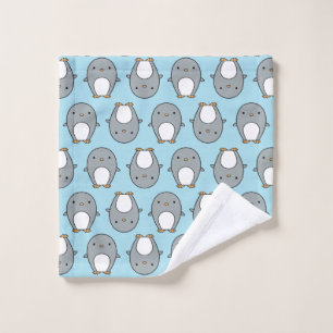Baby Blue Penguin Pattern Wash Cloth