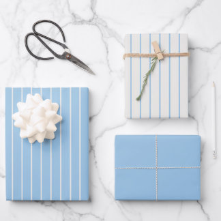 Baby Blue Pinstripe - Classic Minimalism Wrapping Paper Sheet