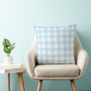 Baby Blue Plaid 20x20 Throw Pillow