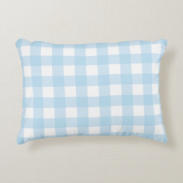 Baby Blue Plaid Decorative Cushion (Front)