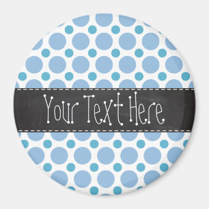 Baby Blue Polka Dots; Vintage Chalkboard Magnet