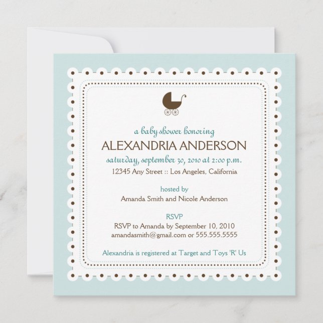 (Baby Blue) Precious Custom Baby Shower Invitation (Front)