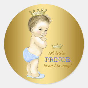 Baby Blue Prince Baby Shower Classic Round Sticker