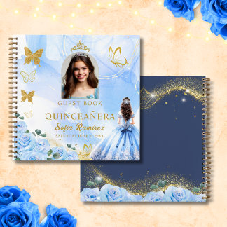 Baby Blue Princess Photo Quinceañera Guest Book