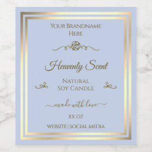 Baby Blue Product Label Gold Frame Vintage Rose