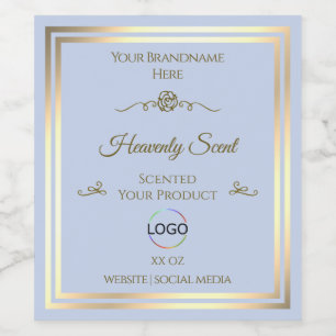Baby Blue Product Label with Gold Frame and Logo