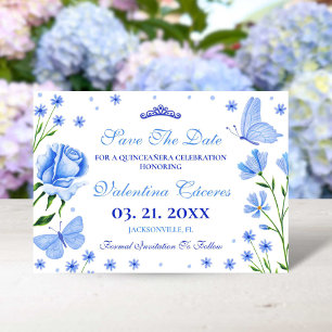 Baby Blue Quinceañera 15th Birthday Party Save Save The Date
