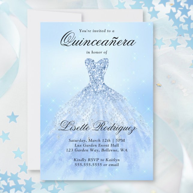 Baby Blue Quinceanera Invitation (Creator Uploaded)