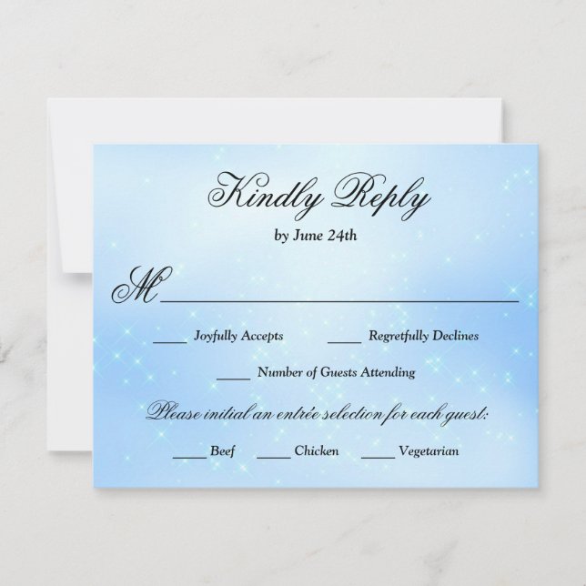 Baby Blue Quinceanera Meal Choice RSVP Card (Front)