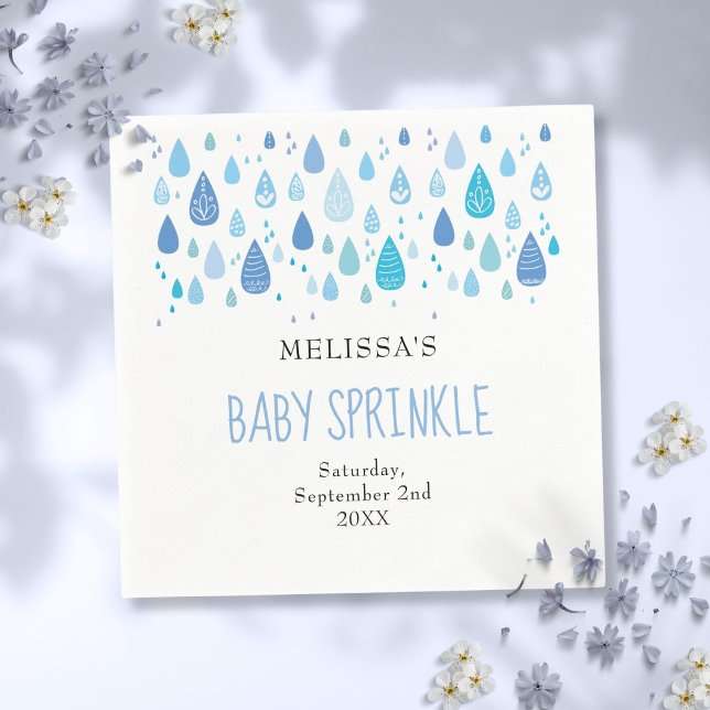 Baby Blue Raindrops Baby Boy Sprinkle Shower Napkin (Baby Blue Raindrops Baby Boy Sprinkle Shower Napkins)