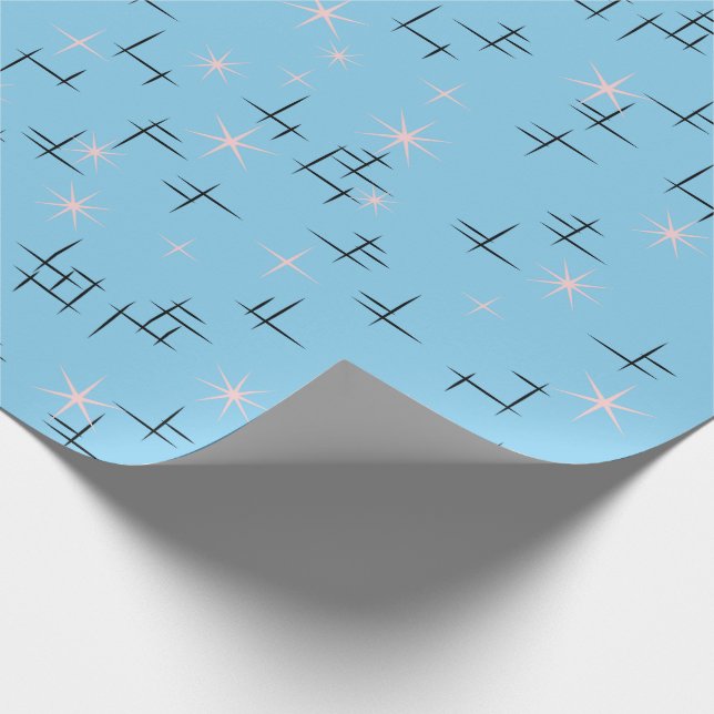 Baby Blue Retro Atomic Age Wrapping Paper (Corner)