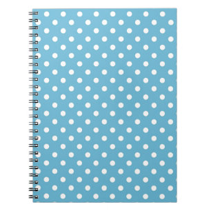 Baby Blue Retro Polka Dots Spiral Notebook