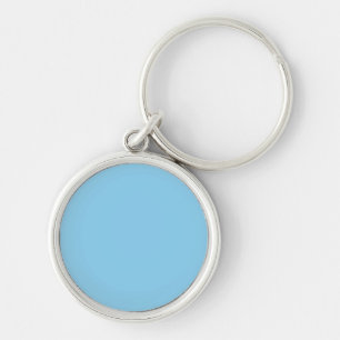 Baby Blue Round Metal Keychain