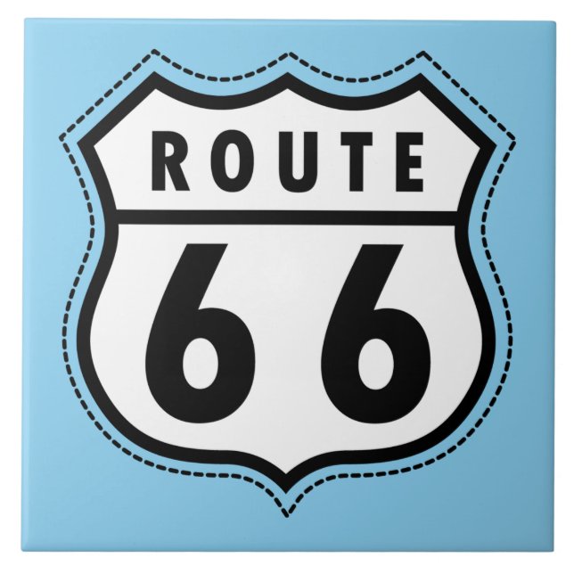 Baby Blue Route 66 sign Tile (Front)