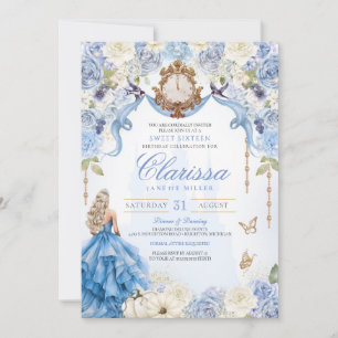 Baby Blue Royal Princess Sweet Sixteen Birthday Invitation