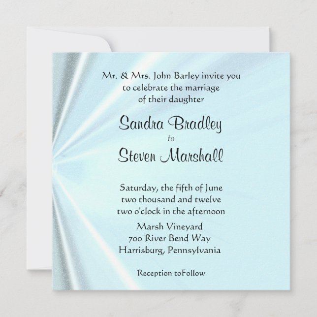 Baby Blue Satin Wedding Invitations (Front)