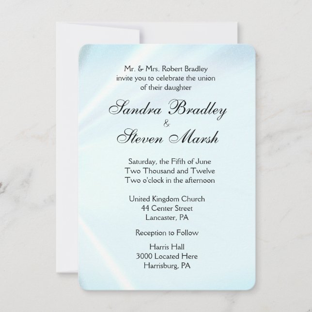 Baby Blue Satin Wedding Invitations (Front)