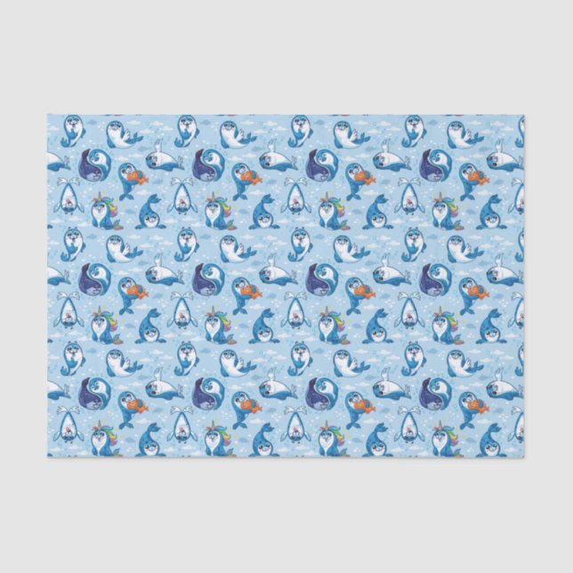 Baby Blue Seals Tissue Paper (Front)