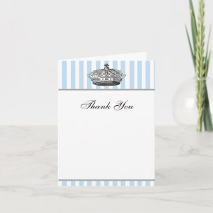 Baby Blue Silver Crown Prince Thank You Cards