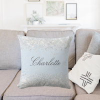 Baby blue silver glitter dust name elegant
