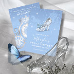 Baby Blue Silver Shoe Cinderella Sweet 16 Birthday Save The Date<br><div class="desc">Searching for Cinderella themed birthday party ideas? Create your own magical, elegant save the dates on an elegant DIY template that is simple to have personalised. The unique fairytale art by Raphaela Wilson features a beautiful glass shoe with a butterfly (crystal Cinderella slipper), horse drawn pumpkin carriage, midnight clock, faux...</div>