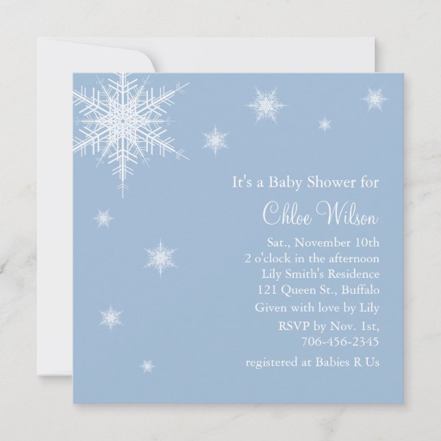 Baby Blue Snowflakes Shower Invitation (Front)