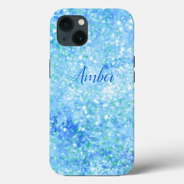 Baby Blue Sparkle Glitter Elegant Case-Mate iPhone Case (Back)