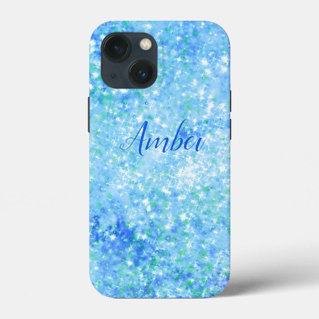 Baby Blue Sparkle Glitter Elegant Case-Mate iPhone Case (Back)
