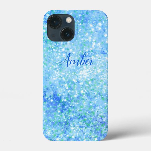 Baby Blue Sparkle Glitter Elegant Case-Mate iPhone Case (Back)