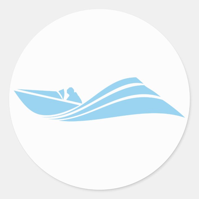 Baby Blue Speed Boat Classic Round Sticker (Front)