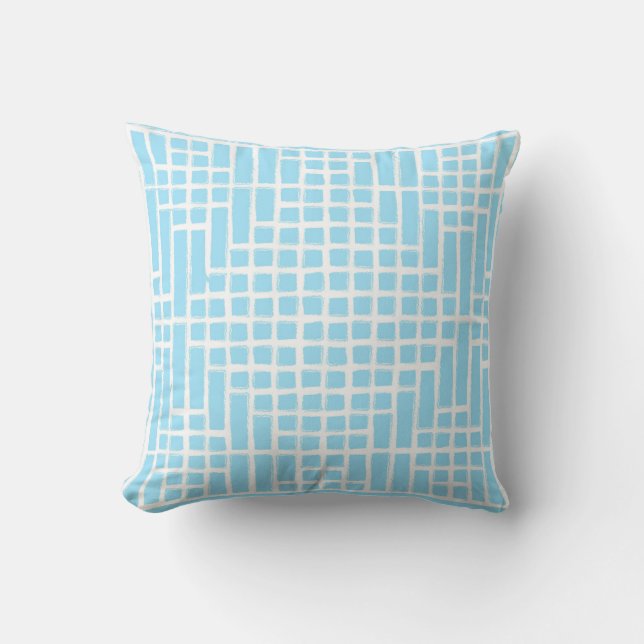 Baby Blue Square Pattern Cushion (Front)