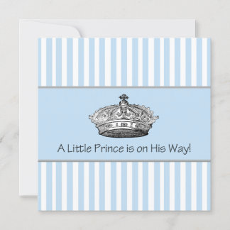 Baby Blue Stipes Prince Baby Boy Shower Invitation