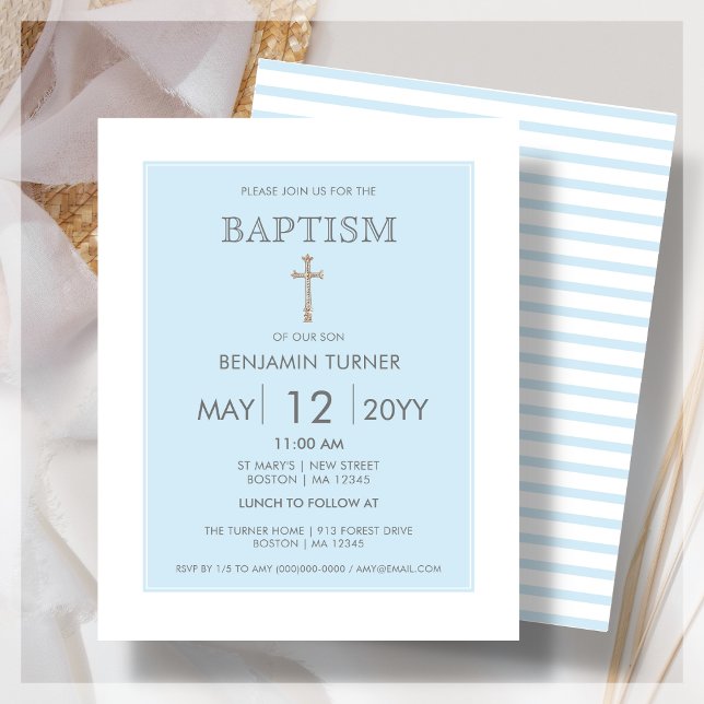 Baby Blue Stripe | Baptism Budget Invitation (Creator Uploaded)