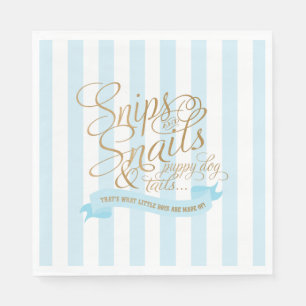Baby blue Striped Snips and Snails Paper Napkins