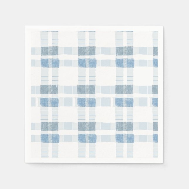 Baby Blue Stripes Chequered Pattern Napkin (Front)
