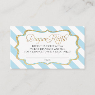Baby Blue Stripes Diaper Raffle Cards