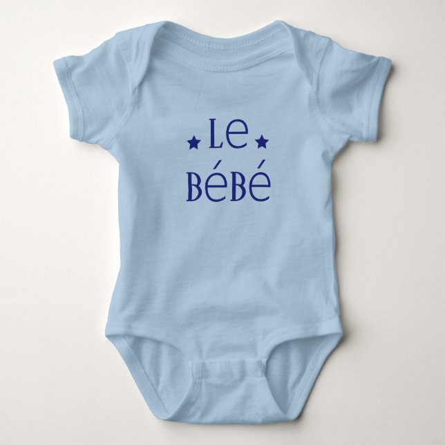 Baby Blue Suit in French: Le Bébé Bodysuit (Front)