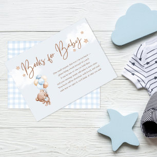 Baby Blue Teddy Bear Baby Shower Books for Baby Enclosure Card