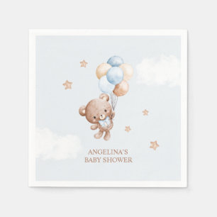 Baby Blue Teddy Bear Baby Shower Napkin