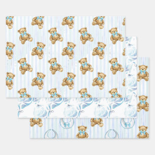 Baby Blue Teddy Bears #1 Wrapping Paper Sheet