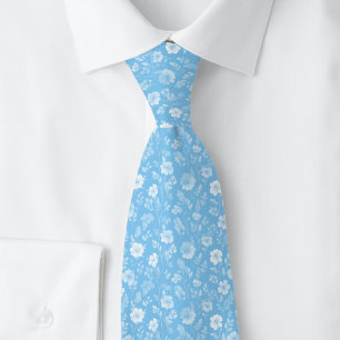Baby Blue Tiny Flowers Tie