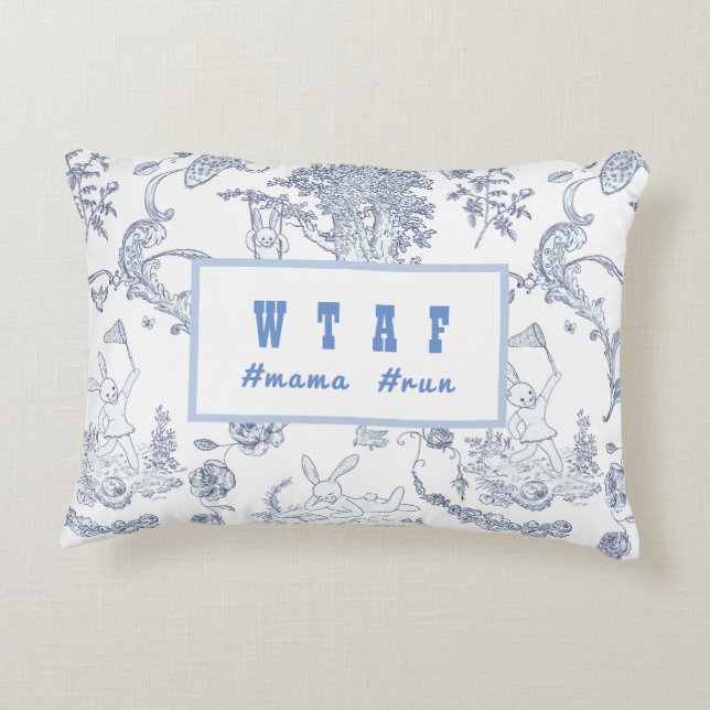Baby Blue Toile Bunny Rabbit  Decorative Cushion (Back)