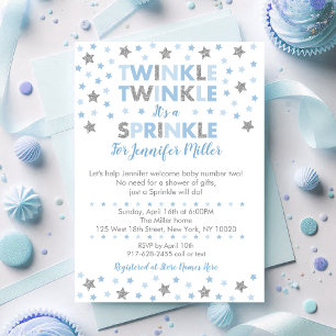 Baby Blue Twinkle Star Baby Sprinkle Invitation