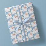 Baby Blue Vintage Wink Santa Claus Christmas Gift Wrapping Paper<br><div class="desc">custom roll of holiday wrapping paper adorned in a unique vintage and adorable retro graphic of santa winking wearing a pretty pastel sky powder blue coloured hat ,  featured in a seamless pattern print format. and maintains a monochromatic colour pallet</div>