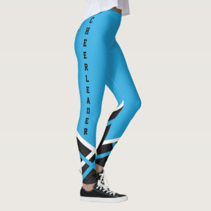 Baby Blue, White and Black Cheerleader Leggings