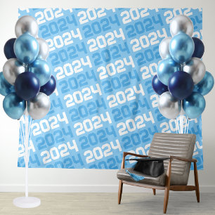 Baby Blue & White Class of ANY Year Graduation Tapestry