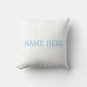 Baby Blue & White Lamb Pattern & Name Throw Pillow